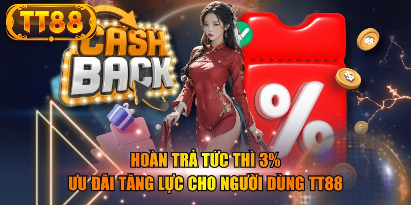 Hoàn Trả Tức Thì 3% - Ưu Đãi Tăng Lực Cho Người Dùng TT88